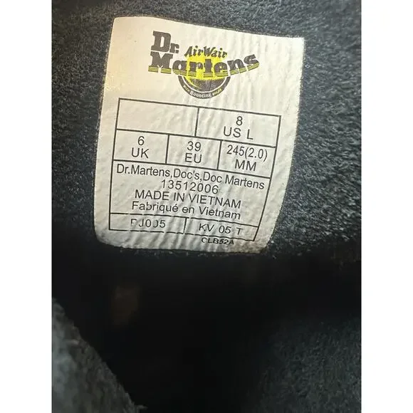 Doc Dr. Martens 1460 Virginia Soft Leather Boots Black Lace Up Women's Size 8 - Picture 11 of 14